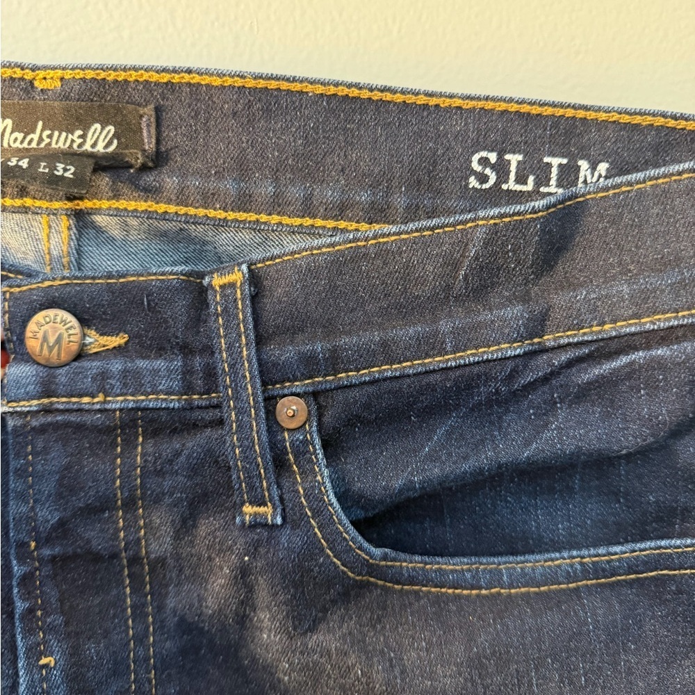 Madewell Men's Deep Indigo Slim Jeans View 4